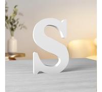 Aruatu 6 Inch White Wood Letters Unfinished Wooden Letter for Wall Decor Decorative Standing Letters Slices Sign Board Decoration for Craft Home Party Projects (S)