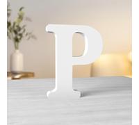 Aruatu 6 Inch White Wood Letters Unfinished Wooden Letter for Wall Decor Decorative Standing Letters Slices Sign Board Decoration for Craft Home Party Projects (P)