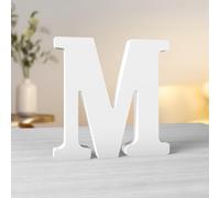 Aruatu 6 Inch White Wood Letters Unfinished Wooden Letter for Wall Decor Decorative Standing Letters Slices Sign Board Decoration for Craft Home Party Projects (M)
