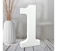 Aruatu 6 Inch White Wood Number for Wall Decor, Decorative Standing Slices Sign Board Decoration for Craft Home Party Projects (1)