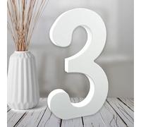 Aruatu 6 Inch White Wood Number for Wall Decor - Decorative Standing Unfinished Wooden Slices Sign Board Decoration for Craft Home Party Projects (3)