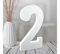 Aruatu 6 Inch White Wood Numbers Unfinished for Wall Decor and Craft Projects (2)
