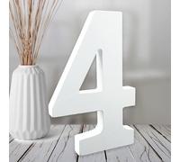 Aruatu 6 Inch White Wood Numbers Unfinished for Wall Decor Decorative Standing Slices Sign Board Decoration for Craft Home Party Projects (4)