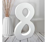 Aruatu 6 Inch White Wood Numbers Unfinished Numbers for Wall Decor Decorative Standing Slices Sign Board Decoration for Craft Home Party Projects (8)