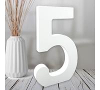 Aruatu 6 Inch White Wood Numbers Unfinished Wood Numbers for Wall Decor Decorative Standing Numbers Slices Sign Board Decoration for Craft Home Party Projects (5)
