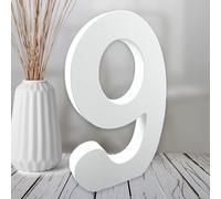 Aruatu 6 Inch White Wood Numbers Unfinished Wood Numbers for Wall Decor Decorative Standing Numbers Slices Sign Board Decoration for Craft Home Party Projects (9)
