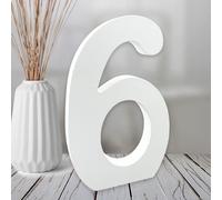 Aruatu 6 Inch White Wood Numbers Unfinished Wood Numbers for Wall Decor Decorative Standing Numbers Slices Sign Board Decoration for Craft Home Party Projects (6)