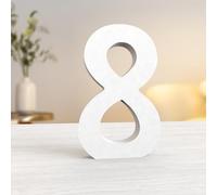 Aruatu 8 Inch White Wood Numbers Unfinished Wood Number for Wall Decor Decorative Standing Numbers Large Letters for wall Decoration for Craft Home Party Projects (8)