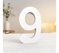 Aruatu 8 Inch White Wood Numbers Unfinished Wood Number for Wall Decor Decorative Standing Numbers Large Letters for wall Decoration for Craft Home Party Projects (9)
