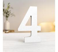 Aruatu 8 Inch White Wood Numbers Unfinished Wood Number for Wall Decor Decorative Standing Numbers Large Letters for Wall Decoration for Craft Home Party Projects (4)