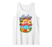 Aruba Beach Flamingo Tropical Sunset Graphic Tank Top