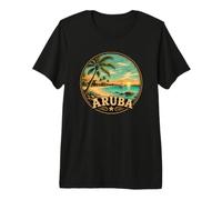 Aruba Beach Sunset Design with Palm Trees Premium T-Shirt