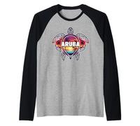 Aruba Beach Vacation Sea Turtle Raglan Baseball Tee