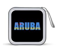 Aruba Flag Caribbean Beach CD Case for Car 40 Capacity DVD Storage Case Portable CD Wallet Organizer