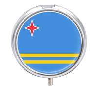 Aruba Flag Mini Pill Box Portable Vitamins Organizer 3 Compartment Pills Case for Pocket Purse