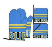 Aruba Flag Oven Mitts and Pot Holders 4 Pcs Set,High Heat Resistant 500 Degree Extra Thicken Long Kitchen Cotton Oven Glove for Cooking