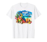 Aruba Island Flag Parrot Coconut Tropical Beach Drink Art T-Shirt