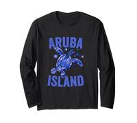 Aruba Island Watercolor Sea Turtle Dutch Caribbean Souvenir Long Sleeve T-Shirt