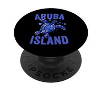 Aruba Island Watercolor Sea Turtle Dutch Caribbean Souvenir PopSockets Adhesive PopGrip