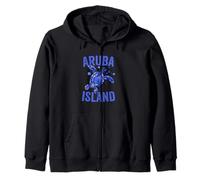 Aruba Island Watercolor Sea Turtle Dutch Caribbean Souvenir Zip Hoodie