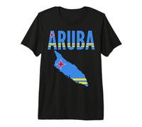 Aruba Map Flag Colors Caribbean Island Pride Premium T-Shirt