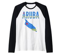 Aruba Map Flag Colors Caribbean Island Pride Raglan Baseball Tee