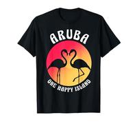 Aruba One Happy Island Flamingo and Sunset T-Shirt