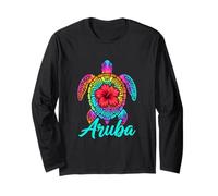 Aruba Sea Turtle Hibiscus Tropical Art Long Sleeve T-Shirt