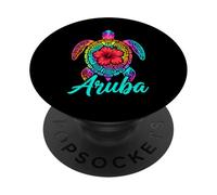 Aruba Sea Turtle Hibiscus Tropical Art PopSockets Adhesive PopGrip
