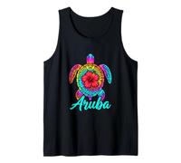 Aruba Sea Turtle Hibiscus Tropical Art Tank Top