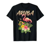 Aruba Tropical Flamingo Flowers Vacation Destination T-Shirt