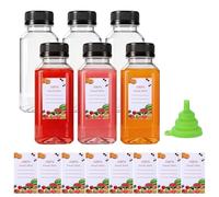 ARubyForest Juice Bottles 6 Pack 8oz/ 250ml Shot Bottles with Lids Transparent Milk Bottle Small Plastic Bottle Reusable Empty Bottle for Milk Smoothie Juice