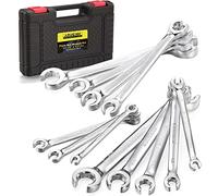 ARUCMIN Flare Nut Wrench Set,12-Piece Chrome Vanadium Steel Wrench Set SAE & Metric 1/4"-7/8" and 6-21mm with Organizer Box