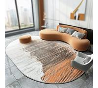 ARUGYTEI Area Rugs Oval,Orange, 80 x 150 cm, Orange black white modern pattern,Modern design Small Area carpet for Hallway Bedside Bedroom Living Room