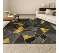 ARUGYTEI Area Rugs Washable,80 x 200 cm, Black gray Yellow Modern Geometric Design, Runner Rug for Hallways Non Slip Kitchen Hall Dining Living Room Carpet