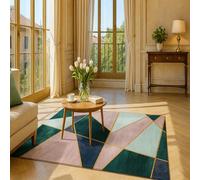 ARUGYTEI Extra Large Rugs for Living Room,200 x 300 cm, Modern Emerald Green Light Blue Dark Blue Orange Yellow, Contemporary Rug Home Decoration Carpet for Lounge Bedroom Dining Room Office,