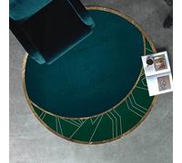 ARUGYTEI Round Rugs,Blue, green yellow geometric pattern,Small Rug Circle Carpets Mat for Bedroom Living Room Sofa Nursery, Swing Chair, Bed Side,Green, ø 90 cm