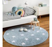 ARUGYTEI Round Rugs,Blue white stars, children's room,Blue, ø 90 cm,Small Area Rugs Indoor Entryway Rug Floor Mats for House Entrance Hallway Dinner Table Kitchen