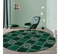 ARUGYTEI Round Rugs,Dark green, emerald green geometric design,Area carpet Soft Floor Rug Contemporary Area Rugs for Hallway Bedside Bedroom Living Room Kids Room,green, ø 110 cm