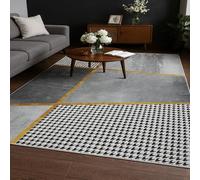 ARUGYTEI Small Rugs Washable,80 x 120 cm, black white gray Modern Geometric Design Yellow Stripes, Entry Rug Floor Runners For Hallway Non Slip Bedroom Kitchen Office Home Decor,