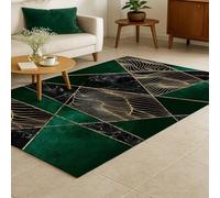 ARUGYTEI Small Rugs Washable,80 x 150 cm, Modern Emerald Green black Orange Yellow, Contemporary Modern Soft Low Pile Carpet for Living Room Bedroom Bedside Table,