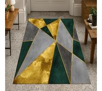 ARUGYTEI Small Rugs Washable,80 x 150 cm, Modern Orange Yellow emerald green gray, Contemporary Modern Soft Low Pile Carpet for Living Room Bedroom Bedside Table,