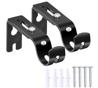 Aruicheng Curtain Pole Brackets 2Pcs Curtain Rod Bracket Adjustable Curtain Rod Holder Heavy Duty Metal Curtain Brackets with Screws for Poles Wall Rods,Black