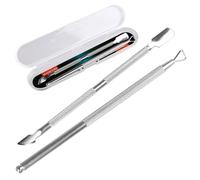 Aruicheng Cuticle Pusher Stainless Steel Nail Pusher Professional Cuticle Pusher Double End Gel Nail Polish Remover Kit Nail Care Tool with Plastic Box (Pack of 2)