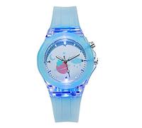 Aruie Children's Luminous Watch Fruit Peach Strawberry Watermelon Pineapple Glass Round Silicone Strap Analogue Quartz Arabic Numeral Gift Boy Girl (4 Colours), Blue, Strap