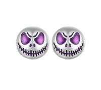 Aruie Round Luminous Stud Earrings Skull Skeleton Glow in the Dark 925/1000 Sterling Silver Halloween Punk Rock Gothic Ear Studs Jewellery for Men Women