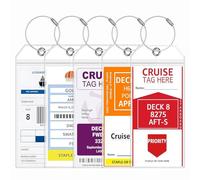 Aruigu Pack of 5 Luggage Tags for Cruises, XXL Robust Waterproof PVC Transparent Luggage Tags for Aida TUI My Ship, with Screwable Metal Strap, Cruise Luggage Tag