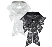 AruiLeo 2 Pcs Lace Floral Fake Collar Detachable Dickey Collar Black Collar White Fake Collar for women Girls, Black,white, One Size