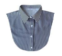 AruiLeo Printed Fake Collar Detachable Dickey Collar Half Shirts Lady Girls Dickey Half Blouse, Arl-dark Blue Stripes, Medium