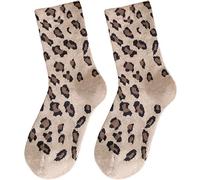 Arukora Women's Leopard Animal Cheetah Print Crew Ankle Cotton Socks Size 5-9, 2 Pairs(brown), 4-8 UK